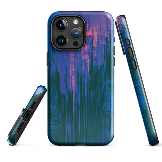 Digital Glitch iPhone case. This striking artwork features a dynamic distortion effect that mimics the visual chaos of a digital malfunction—glitchy lines, vibrant streaks, and pixel-like patterns merge into a futuristic aesthetic. It’s a perfect blend of modern design and edgy street style.