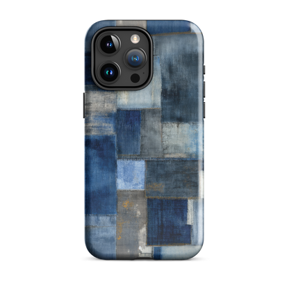 Indigo patchwork phone case | Textured blue design NZ