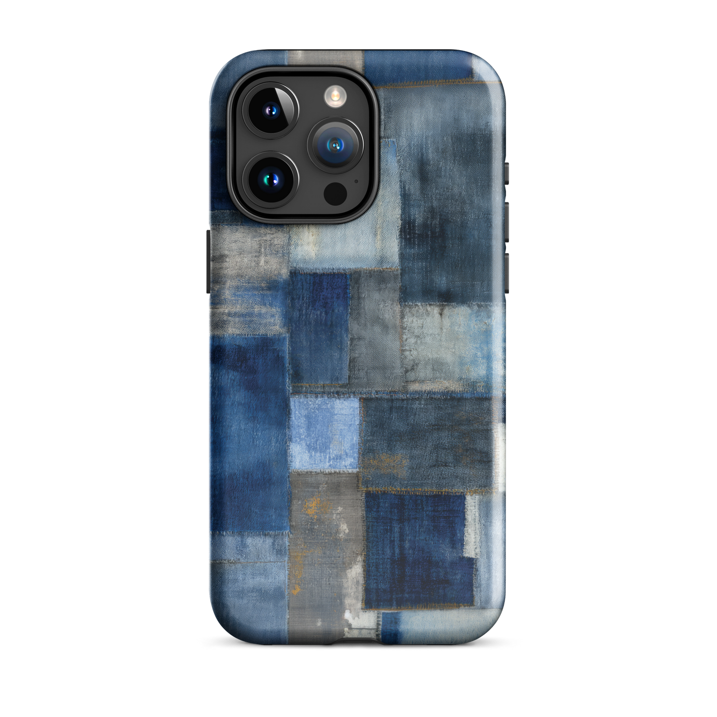 Indigo patchwork phone case | Textured blue design NZ
