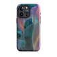 Abstract pastel botanical designer phone case in pink, lilac and teal tones with soft flowing floral textures
