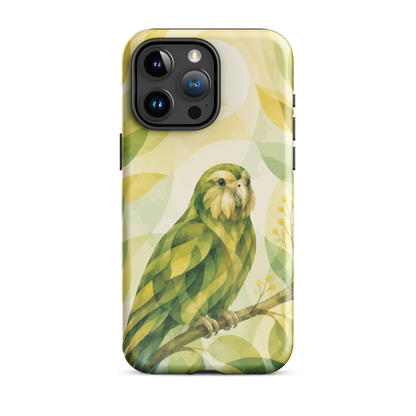 'Kākāpō' iPhone 15 Pro Max tough phone case - protective glossy case NZ Australia