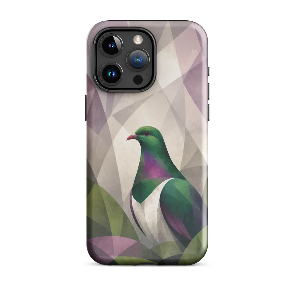 'Kererū' iPhone 15 Pro Max tough phone case - protective glossy case NZ Australia