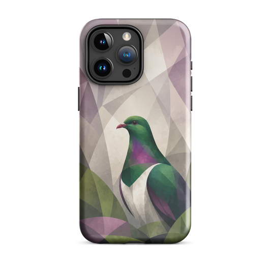 'Kererū' iPhone 15 Pro Max tough phone case - protective glossy case NZ Australia