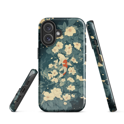 'Koi', a stunning phone case inspired by the graceful elegance of koi fish gliding through a peaceful pond.
