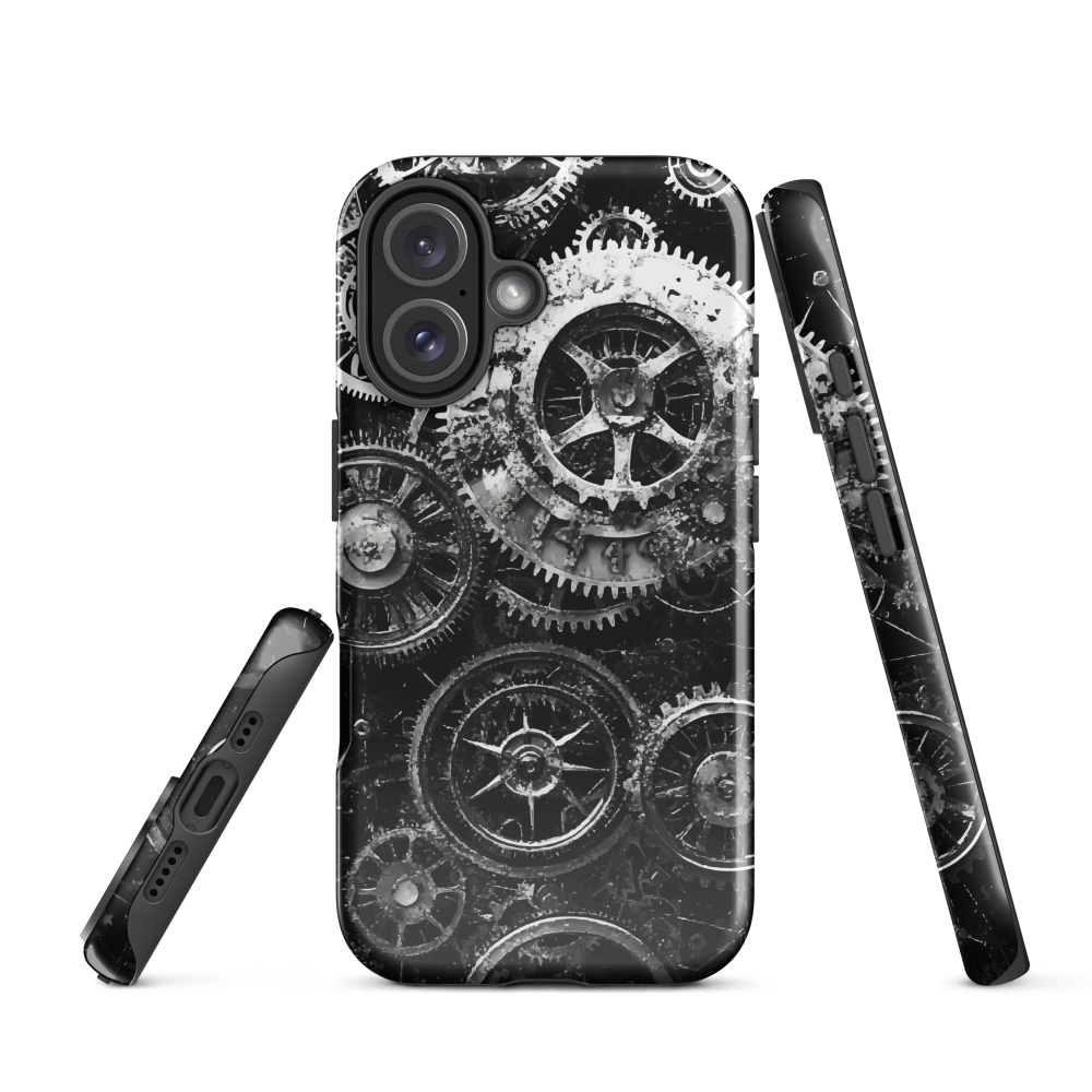 'Clockwork' iPhone phone case, a stunning fusion of gears, cogs, and vintage industrial charm. Inspired by the beauty of classic timepieces and steampunk aesthetics.