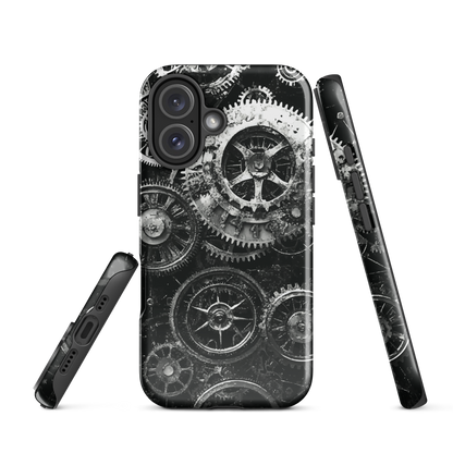 'Clockwork' iPhone phone case, a stunning fusion of gears, cogs, and vintage industrial charm. Inspired by the beauty of classic timepieces and steampunk aesthetics.
