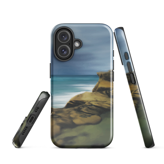 Castlepoint coastal phone case with cliffs, ocean and sky. New Zealand landscape art by designer Ben Hart.