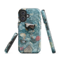 Washed Away designer phone case with abstract river stone artwork in earthy blues and natural tones.