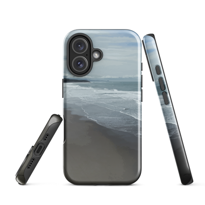 Phone case with a scenic photo of Riversdale Beach and ocean waves.