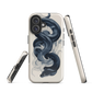 Phone case with black python and smoke design on cream background