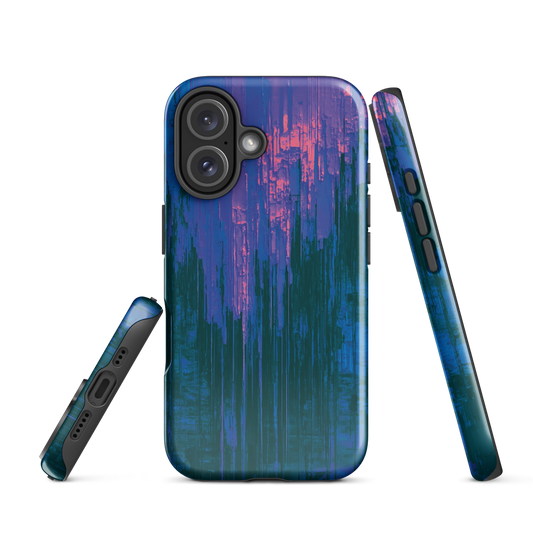 Digital Glitch iPhone case. This striking artwork features a dynamic distortion effect that mimics the visual chaos of a digital malfunction—glitchy lines, vibrant streaks, and pixel-like patterns merge into a futuristic aesthetic. It’s a perfect blend of modern design and edgy street style.