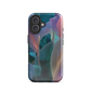 Abstract pastel botanical designer phone case in pink, lilac and teal tones with soft flowing floral textures