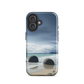 Moeraki Boulders coastal designer phone case with ocean waves and dramatic NZ sky