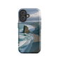 Piha Beach Lion Rock designer phone case with turquoise waves and dramatic NZ coastline