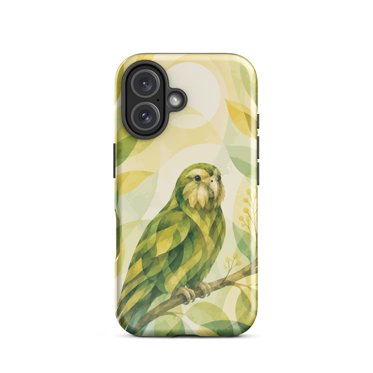 'Kākāpō' iPhone 16 tough phone case - protective glossy case NZ Australia