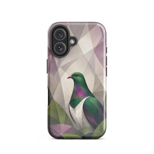'Kererū' iPhone 16 tough phone case - protective glossy case NZ Australia