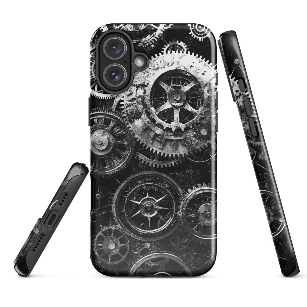 'Clockwork' iPhone phone case, a stunning fusion of gears, cogs, and vintage industrial charm. Inspired by the beauty of classic timepieces and steampunk aesthetics.