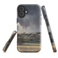 Designer phone case with NZ landscape painting of Te Hauke and cloudy skies by Ben Hart.