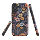 Phone case with colourful wildflowers on dark background, floral art design
