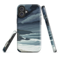 Phone case featuring moody Cape Kidnappers coastline with crashing waves and dark skies