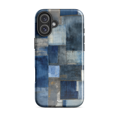 Indigo patchwork phone case | Textured blue design NZ