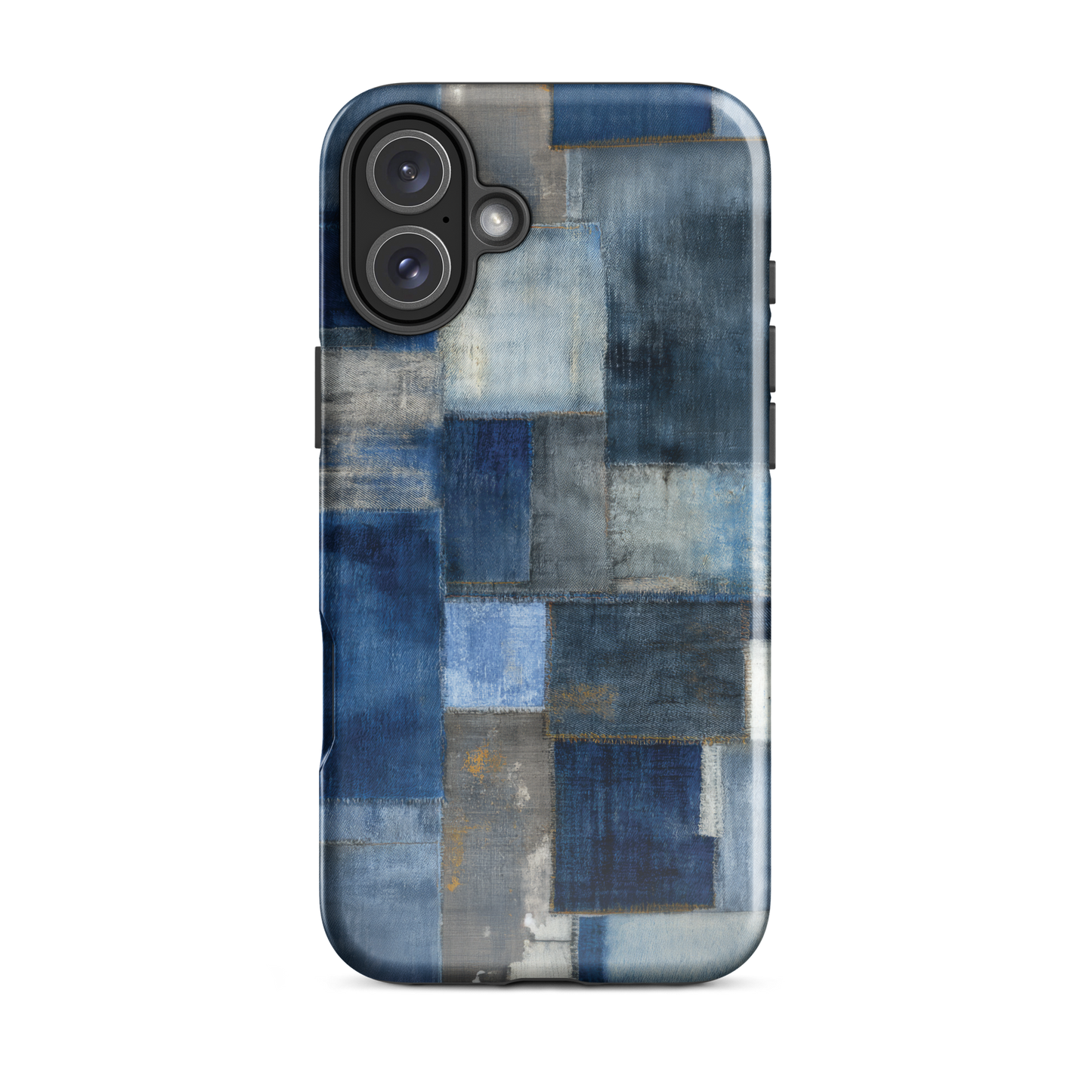 Indigo patchwork phone case | Textured blue design NZ