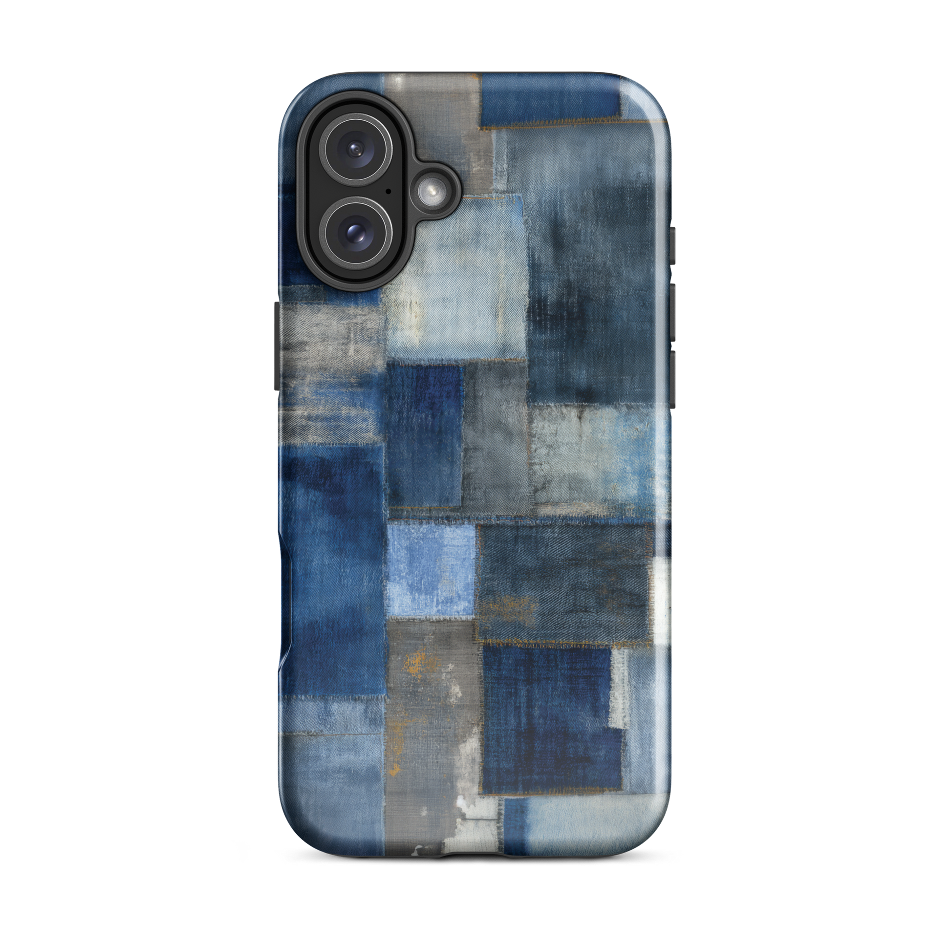 Indigo patchwork phone case | Textured blue design NZ