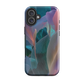Abstract pastel botanical designer phone case in pink, lilac and teal tones with soft flowing floral textures