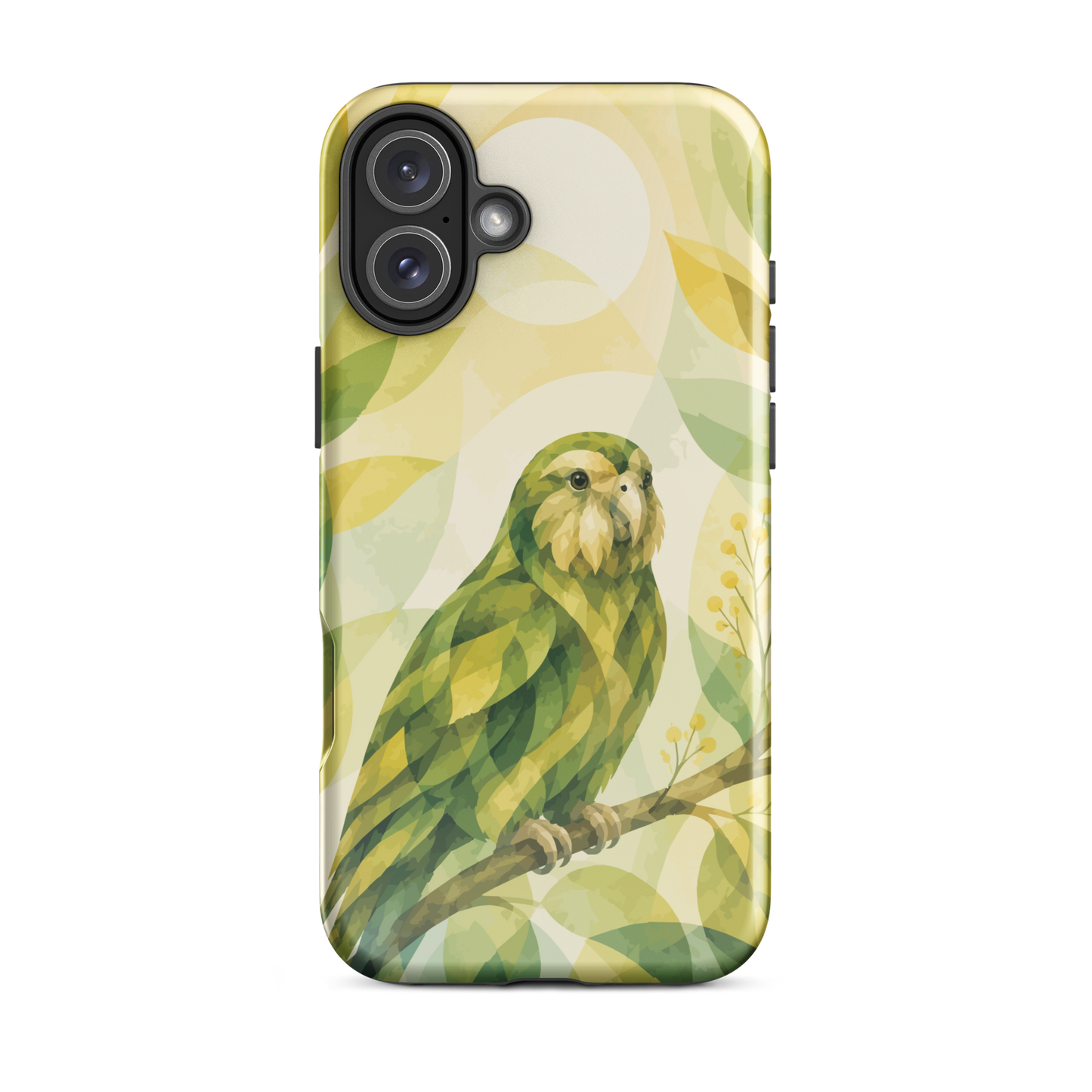 'Kākāpō' iPhone 16 Plus tough phone case - protective glossy case NZ Australia
