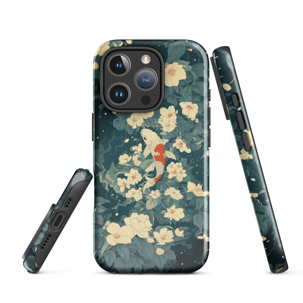 'Koi', a stunning phone case inspired by the graceful elegance of koi fish gliding through a peaceful pond.