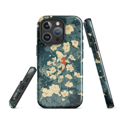 'Koi', a stunning phone case inspired by the graceful elegance of koi fish gliding through a peaceful pond.