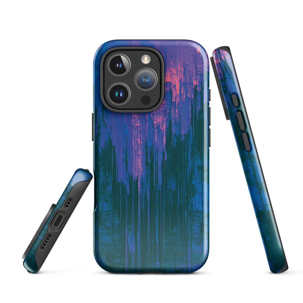 Digital Glitch iPhone case. This striking artwork features a dynamic distortion effect that mimics the visual chaos of a digital malfunction—glitchy lines, vibrant streaks, and pixel-like patterns merge into a futuristic aesthetic. It’s a perfect blend of modern design and edgy street style.