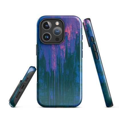 Digital Glitch iPhone case. This striking artwork features a dynamic distortion effect that mimics the visual chaos of a digital malfunction—glitchy lines, vibrant streaks, and pixel-like patterns merge into a futuristic aesthetic. It’s a perfect blend of modern design and edgy street style.