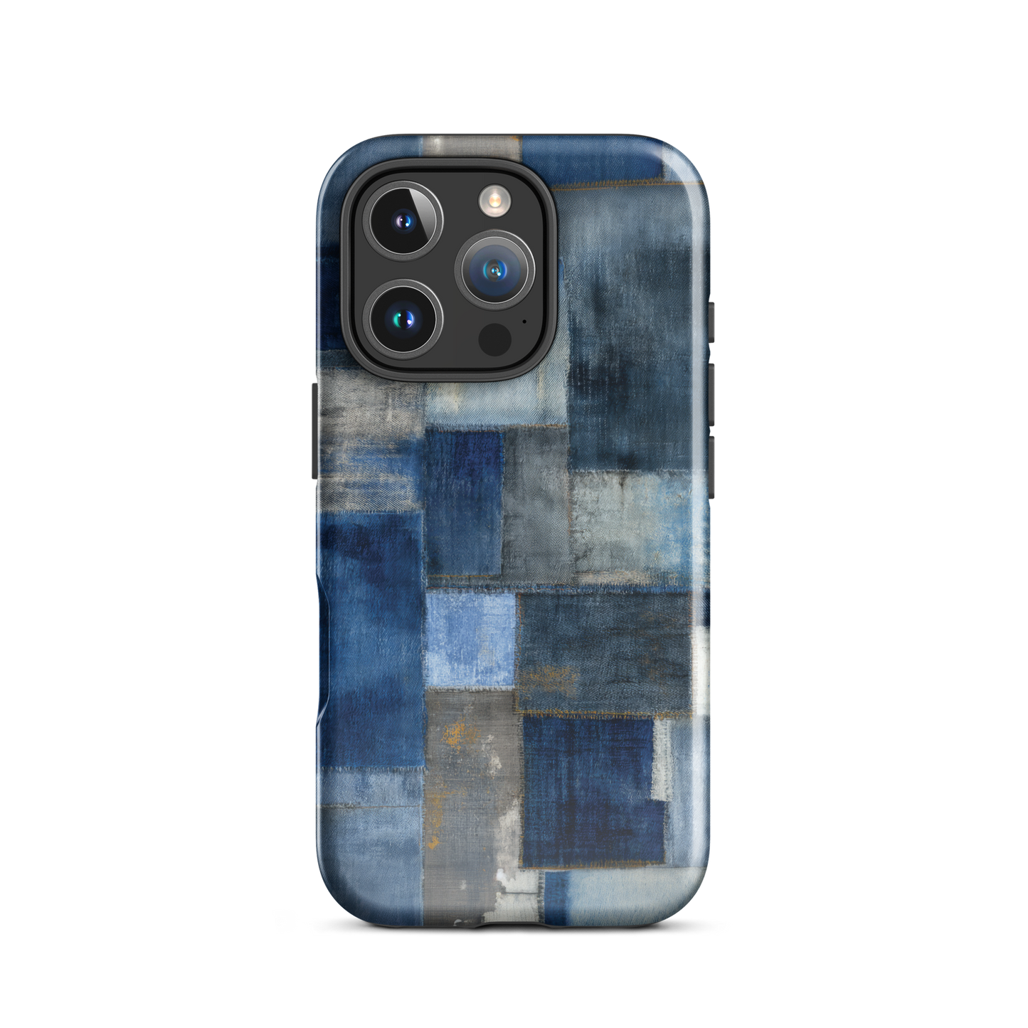 Indigo patchwork phone case | Textured blue design NZ