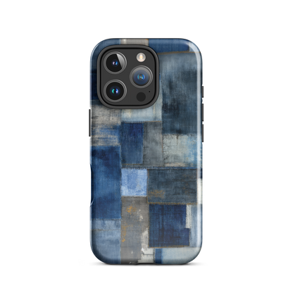 Indigo patchwork phone case | Textured blue design NZ