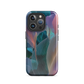 Abstract pastel botanical designer phone case in pink, lilac and teal tones with soft flowing floral textures