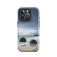 Moeraki Boulders coastal designer phone case with ocean waves and dramatic NZ sky