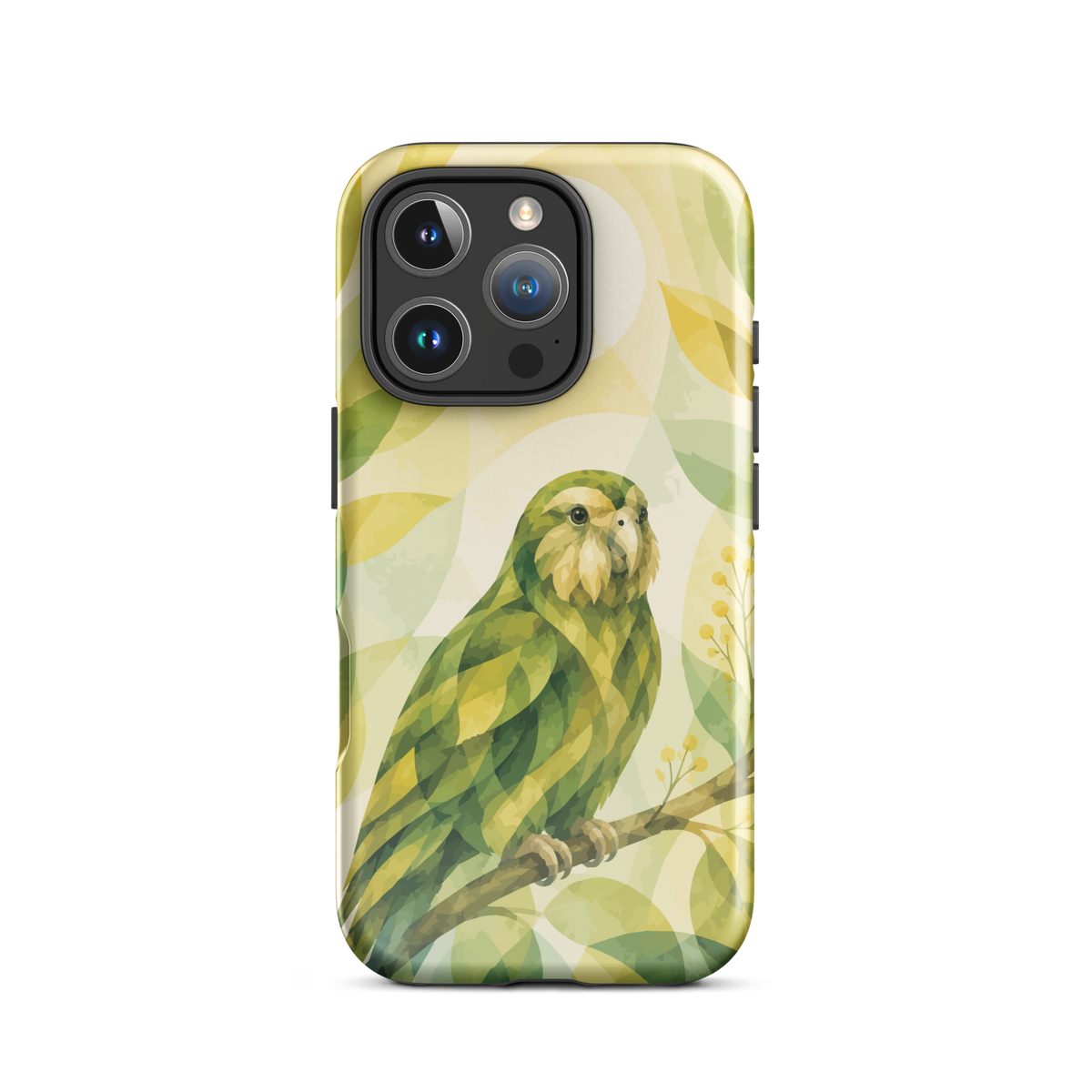 'Kākāpō' iPhone 16 Pro tough phone case - protective glossy case NZ Australia