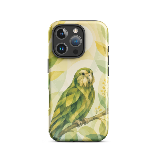 'Kākāpō' iPhone 16 Pro tough phone case - protective glossy case NZ Australia