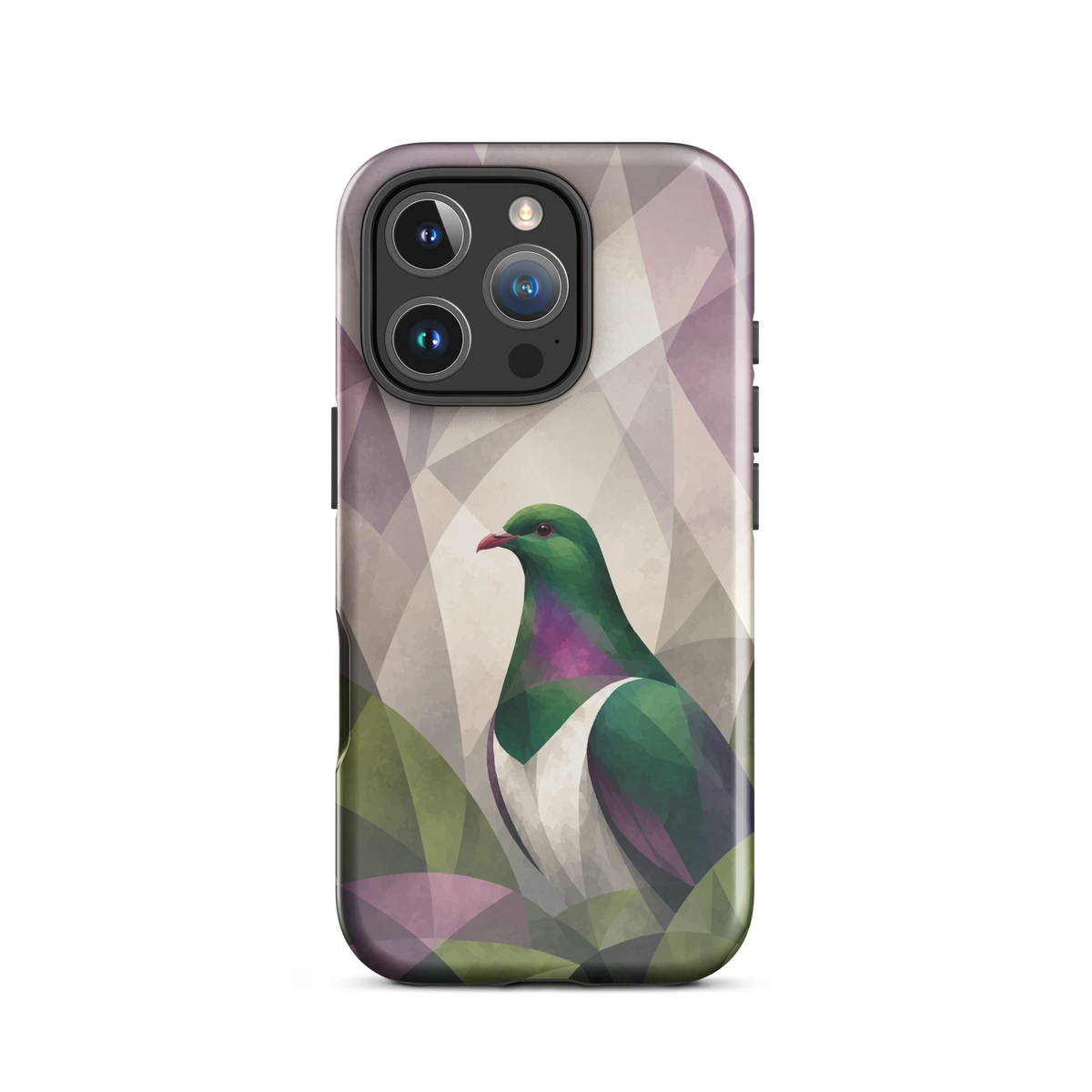 'Kererū' iPhone 16 Pro tough phone case - protective glossy case NZ Australia