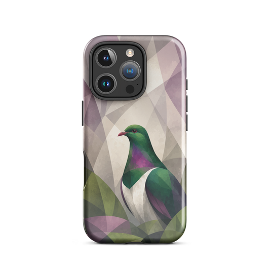 'Kererū' iPhone 16 Pro tough phone case - protective glossy case NZ Australia