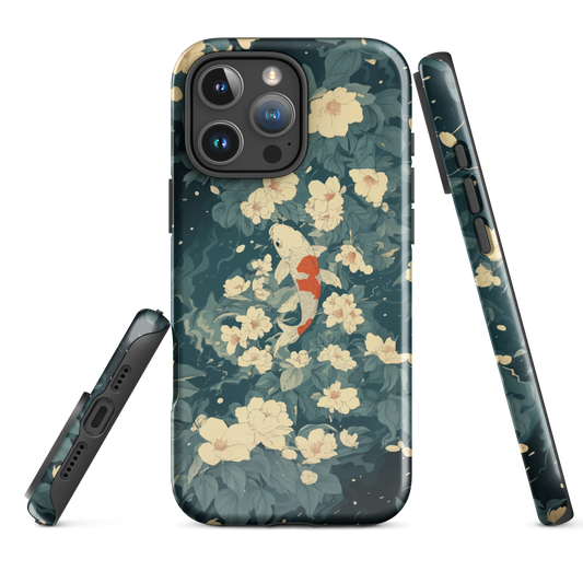 'Koi', a stunning phone case inspired by the graceful elegance of koi fish gliding through a peaceful pond.