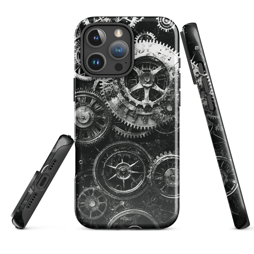 'Clockwork' iPhone phone case, a stunning fusion of gears, cogs, and vintage industrial charm. Inspired by the beauty of classic timepieces and steampunk aesthetics.