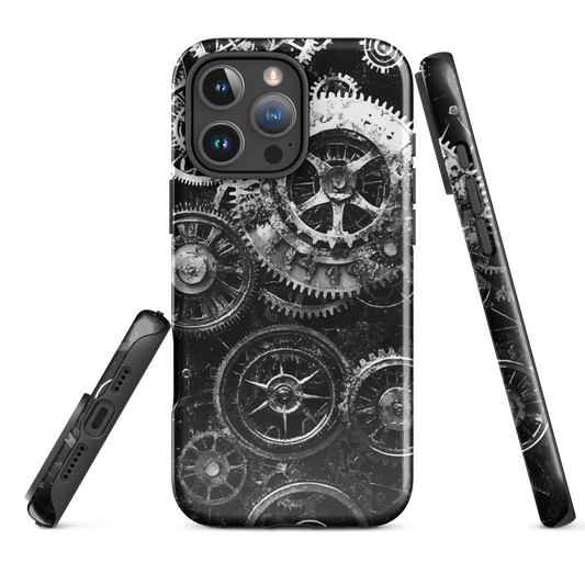 'Clockwork' iPhone phone case, a stunning fusion of gears, cogs, and vintage industrial charm. Inspired by the beauty of classic timepieces and steampunk aesthetics.