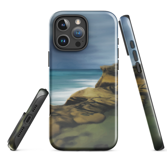 Castlepoint coastal phone case with cliffs, ocean and sky. New Zealand landscape art by designer Ben Hart.