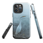 Phone case with a white heron standing in a misty wetland scene.