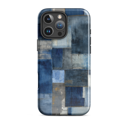 Indigo patchwork phone case | Textured blue design NZ