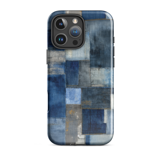 Indigo patchwork phone case | Textured blue design NZ