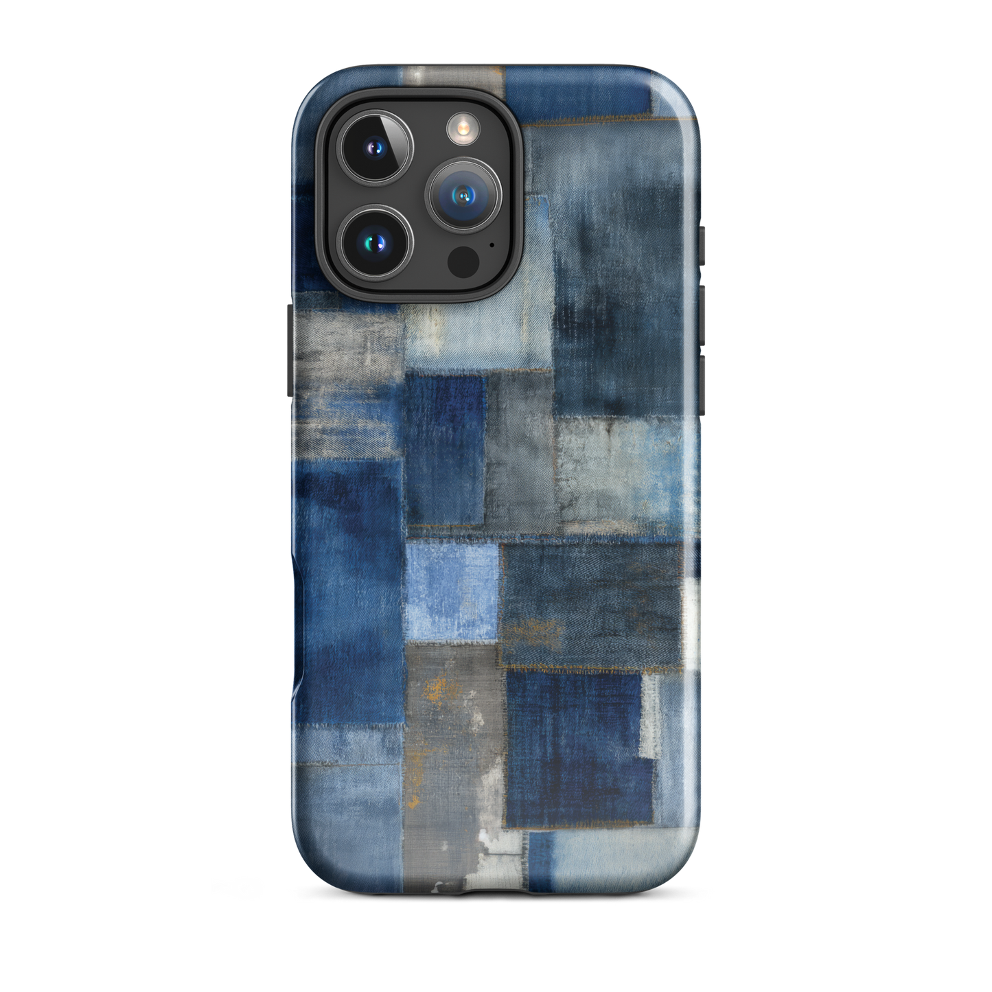 Indigo patchwork phone case | Textured blue design NZ
