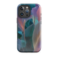 Abstract pastel botanical designer phone case in pink, lilac and teal tones with soft flowing floral textures